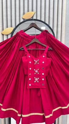 pink cotton silk handmade traditional lehenga choli with free size upto 44 2