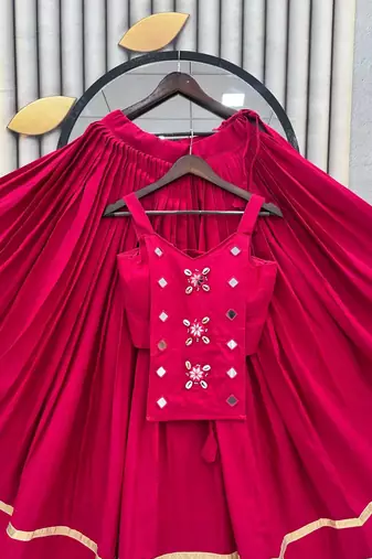 pink cotton silk handmade traditional lehenga choli with free size upto 44