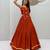 dark orange cotton silk handmade traditional lehenga choli with free size upto 44
