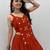 dark orange cotton silk handmade traditional lehenga choli with free size upto 44