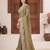 Celebrity inspired mustard olive embroidered elephant shimmer saree with unstitched blouse