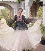 white cotton silk plain traditional lehenga choli with free size upto 44