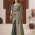Bollywood olive green embroidered elephant shimmer saree with unstitched blouse