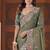 Bollywood olive green embroidered elephant shimmer saree with unstitched blouse