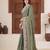 Bollywood olive green embroidered elephant shimmer saree with unstitched blouse