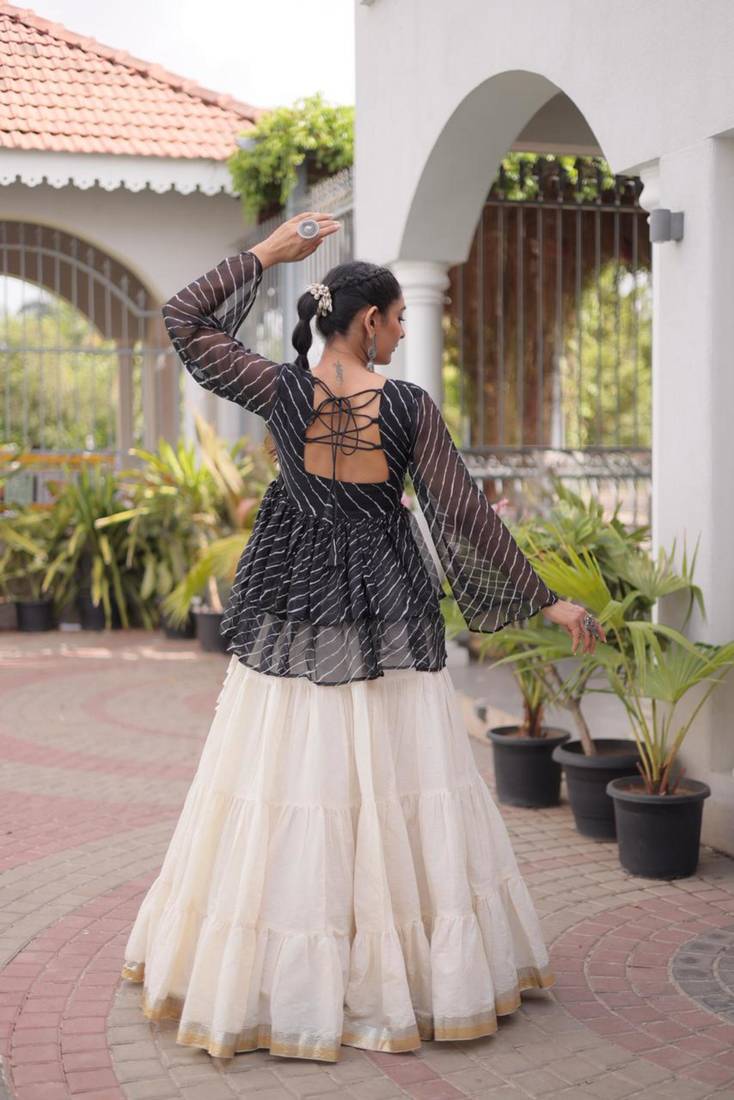 white cotton silk plain traditional lehenga choli with free size upto 44