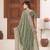 Bollywood olive green embroidered elephant shimmer saree with unstitched blouse