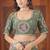 Bollywood olive green embroidered elephant shimmer saree with unstitched blouse