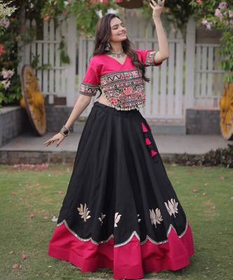  black blend embroidered traditional lehenga choli with free size upto 44 2
