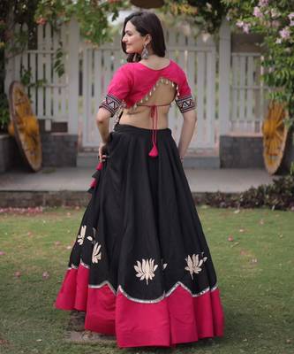  black blend embroidered traditional lehenga choli with free size upto 44 3