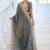 Kanjivaram olive gray embroidered floral border moss shimmer saree with unstitched blouse