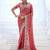 Designer rose pink embroidered floral border moss shimmer saree with unstitched blouse
