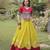 yellow silk blend embroidered traditional lehenga choli with free size upto 44