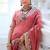 Designer rose pink embroidered floral border moss shimmer saree with unstitched blouse