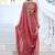 Designer rose pink embroidered floral border moss shimmer saree with unstitched blouse