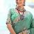 Pure sea green embroidered floral border moss shimmer saree with unstitched blouse