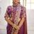 Light weight wine purple embroidered floral border moss shimmer saree with unstitched blouse