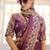 Light weight wine purple embroidered floral border moss shimmer saree with unstitched blouse