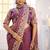 Light weight wine purple embroidered floral border moss shimmer saree with unstitched blouse