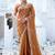 Fashionable brown embroidered border motifs moss shimmer saree with unstitched blouse