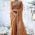 Fashionable brown embroidered border motifs moss shimmer saree with unstitched blouse
