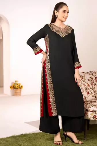Black Color Sequence And  Embroidery Work Silk Blend Salwar Suit 