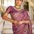Floral purple embroidered border motifs moss shimmer saree with unstitched blouse