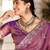 Floral purple embroidered border motifs moss shimmer saree with unstitched blouse