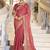 Embellished rose gold embroidered border motifs moss shimmer saree with unstitched blouse