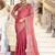 Embellished rose gold embroidered border motifs moss shimmer saree with unstitched blouse