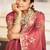 Embellished rose gold embroidered border motifs moss shimmer saree with unstitched blouse