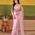Trendy lavender pink embroidered borders net saree with unstitched blouse