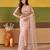 Traditional mauve pink embroidered borders net saree with unstitched blouse