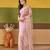 Traditional mauve pink embroidered borders net saree with unstitched blouse