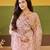 Traditional mauve pink embroidered borders net saree with unstitched blouse