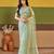 Indian mint green embroidered borders net saree with unstitched blouse