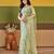 Indian mint green embroidered borders net saree with unstitched blouse