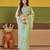 Indian mint green embroidered borders net saree with unstitched blouse