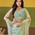 Indian mint green embroidered borders net saree with unstitched blouse