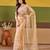 Elegance peach embroidered borders net saree with unstitched blouse