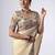 New collection cream full embroidery work shimmer saree with unstitched blouse