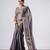 Latest grey full embroidery work shimmer saree with unstitched blouse