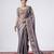 Latest grey full embroidery work shimmer saree with unstitched blouse