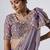 Designer purple full embroidery work shimmer saree with unstitched blouse