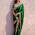 Pure green embroidered border motifs fandy satin saree with unstitched blouse