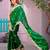 Pure green embroidered border motifs fandy satin saree with unstitched blouse