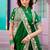 Pure green embroidered border motifs fandy satin saree with unstitched blouse