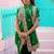 Pure green embroidered border motifs fandy satin saree with unstitched blouse