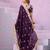 Celebrity type wine purple embroidered border motifs fandy satin saree with unstitched blouse