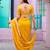 Floral yellow embroidered border motifs fandy satin saree with unstitched blouse